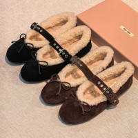 Мокасины Miu Miu с мехом