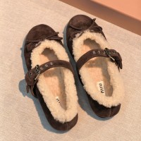 Мокасины Miu Miu с мехом