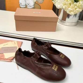 Балетки Miu Miu  Ruches nappa leather