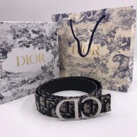 Ремень Dior серый с монограммой