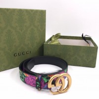 Ремень Gucci с цветочным принтом темный