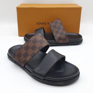 Шлепанцы Louis Vuitton кожаные коричневые