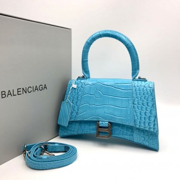 Сумка Balenciaga Hourglass S с тиснением под крокодила