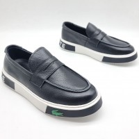 Кожаные слипоны Lacoste с логотипом