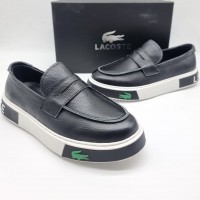 Кожаные слипоны Lacoste с логотипом