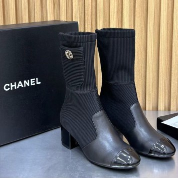 Комбинированные ботильоны Chanel PREMIUM качества