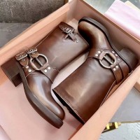 Кожаные ботинки Miu Miu в винтажном стиле PREMIUM качества