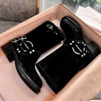 Замшевые ботинки Miu Miu в винтажном стиле PREMIUM качества