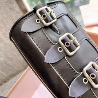 Кожаные сапоги Miu Miu с ремешками PREMIUM качества