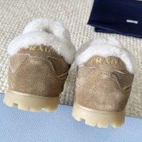 Зимние замшевые кеды Prada с мехом