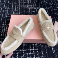 Зимние мокасины Miu Miu с меховой отделкой