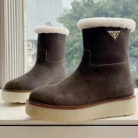 Зимние ботинки Prada с меховой отделкой PREMIUM качества