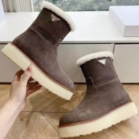 Зимние ботинки Prada с меховой отделкой PREMIUM качества