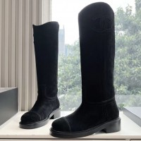 Замшевые сапоги Chanel с логотипом PREMIUM качества