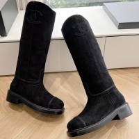 Замшевые сапоги Chanel с логотипом PREMIUM качества