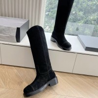 Замшевые сапоги Chanel с логотипом PREMIUM качества