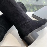 Замшевые сапоги Chanel с логотипом PREMIUM качества