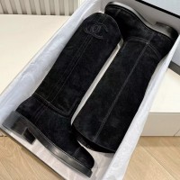 Замшевые сапоги Chanel с логотипом PREMIUM качества