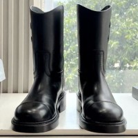 Кожаные ботинки Chanel с логотипом PREMIUM качества