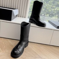 Кожаные ботинки Chanel с логотипом PREMIUM качества