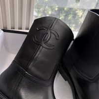 Кожаные ботинки Chanel с логотипом PREMIUM качества