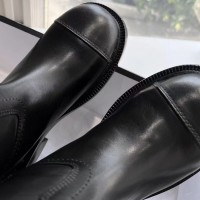 Кожаные ботинки Chanel с логотипом PREMIUM качества