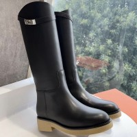 Кожаные сапоги Hermes Jumping с культовой пряжкой PREMIUM качества
