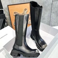 Кожаные сапоги Balenciaga с эластичными вставками