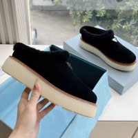 Зимние лоферы Prada с пушистым воротником