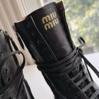 Кожаные ботинки Miu Miu с перфорацией PREMIUM качества