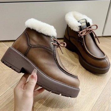 Зимние кожаные ботильоны Miu Miu Fume PREMIUM качества