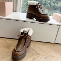 Зимние кожаные ботильоны Miu Miu Fume PREMIUM качества