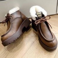 Зимние кожаные ботильоны Miu Miu Fume PREMIUM качества