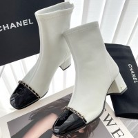 Кожаные ботильоны Chanel с логотипом PREMIUM качества