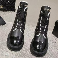 Зимние кожаные ботинки Chanel с логотипом PREMIUM качества