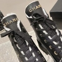 Зимние кожаные ботинки Chanel с логотипом PREMIUM качества