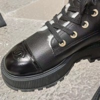 Зимние кожаные ботинки Chanel с логотипом PREMIUM качества