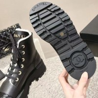 Зимние кожаные ботинки Chanel с логотипом PREMIUM качества