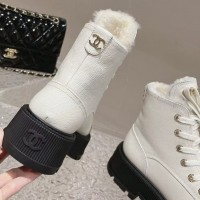 Зимние кожаные ботинки Chanel с логотипом PREMIUM качества