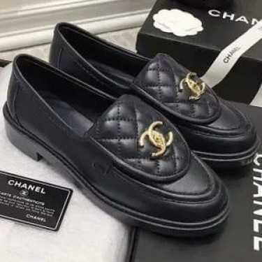 Кожаные лоферы Chanel с логотипом PREMIUM качества
