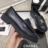 Кожаные лоферы Chanel с логотипом PREMIUM качества