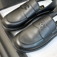 Кожаные лоферы Chanel с логотипом PREMIUM качества