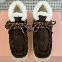 Зимние ботинки Miu Miu с меховой отделкой PREMIUM качества