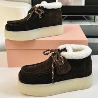 Зимние ботинки Miu Miu с меховой отделкой PREMIUM качества