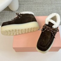 Зимние ботинки Miu Miu с меховой отделкой PREMIUM качества