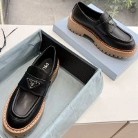 Кожаные лоферы Prada с логотипом PREMIUM качества