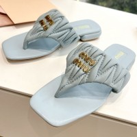 Кожаные шлепанцы Miu Miu Wander PREMIUM качества