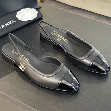 Балетки Chanel с открытым задником PREMIUM качества