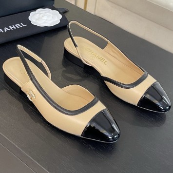 Балетки Chanel с открытым задником PREMIUM качества