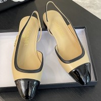 Балетки Chanel с открытым задником PREMIUM качества
